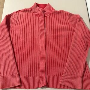 Coldwater Creek Coral Pink Ribbed Mock Neck Zip Up Cardigan Sweater 2X